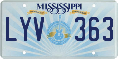 MS license plate LYV363