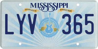 MS license plate LYV365