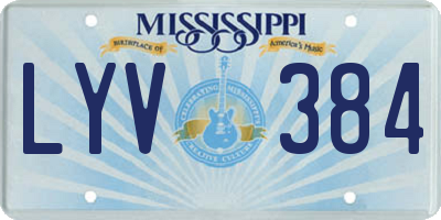 MS license plate LYV384