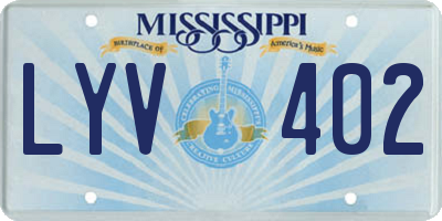 MS license plate LYV402