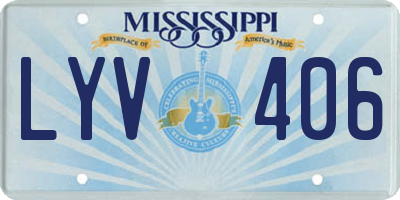 MS license plate LYV406