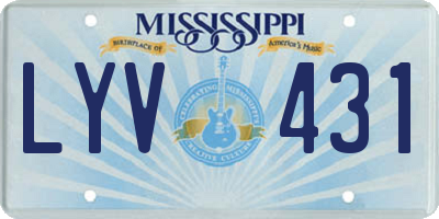 MS license plate LYV431