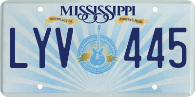MS license plate LYV445