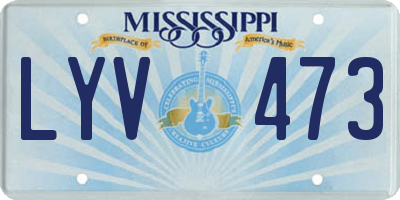 MS license plate LYV473