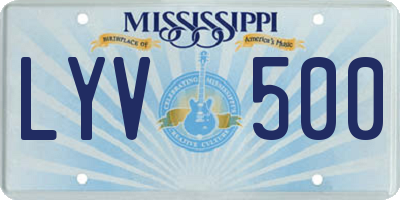 MS license plate LYV500