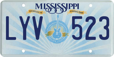 MS license plate LYV523