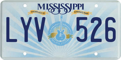 MS license plate LYV526