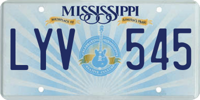MS license plate LYV545
