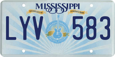 MS license plate LYV583