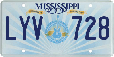 MS license plate LYV728
