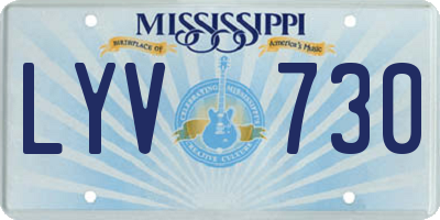 MS license plate LYV730