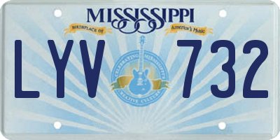 MS license plate LYV732