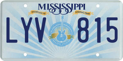 MS license plate LYV815