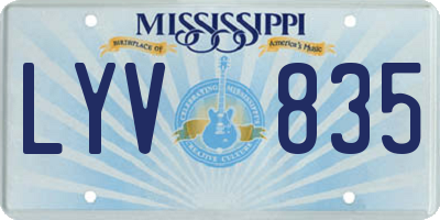 MS license plate LYV835