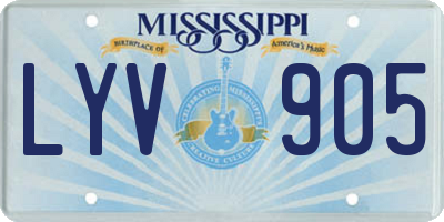 MS license plate LYV905