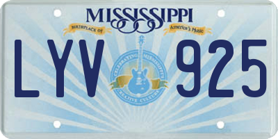 MS license plate LYV925