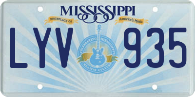 MS license plate LYV935