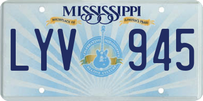MS license plate LYV945