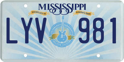 MS license plate LYV981