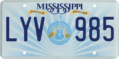 MS license plate LYV985