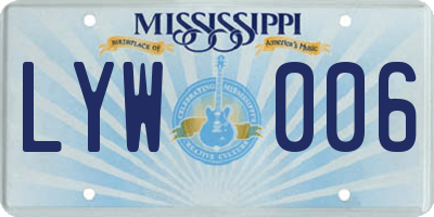 MS license plate LYW006