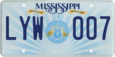 MS license plate LYW007