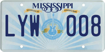 MS license plate LYW008