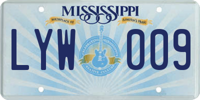 MS license plate LYW009