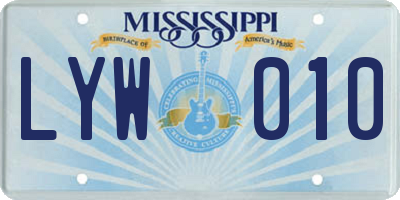 MS license plate LYW010