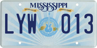 MS license plate LYW013