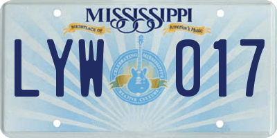 MS license plate LYW017