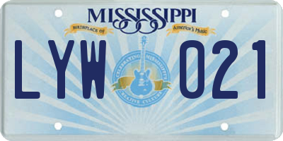 MS license plate LYW021