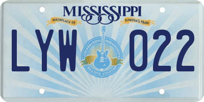 MS license plate LYW022