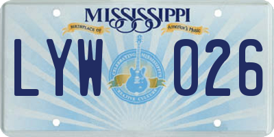 MS license plate LYW026