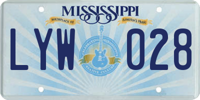 MS license plate LYW028