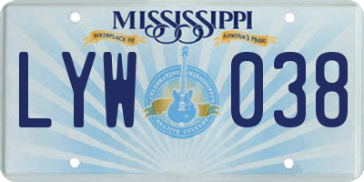 MS license plate LYW038