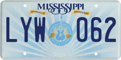 MS license plate LYW062