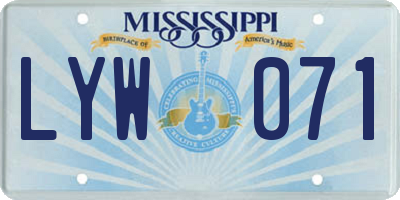 MS license plate LYW071