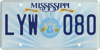 MS license plate LYW080