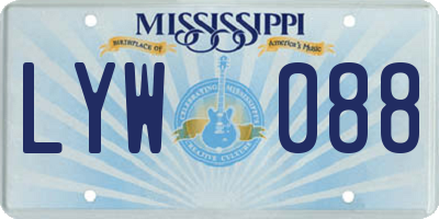 MS license plate LYW088