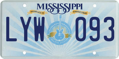 MS license plate LYW093