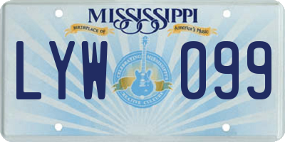 MS license plate LYW099