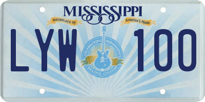 MS license plate LYW100