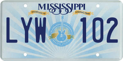 MS license plate LYW102