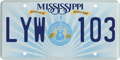 MS license plate LYW103