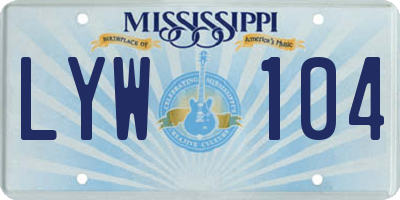 MS license plate LYW104
