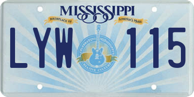 MS license plate LYW115