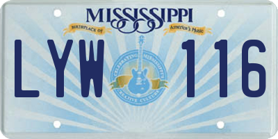 MS license plate LYW116