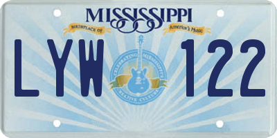 MS license plate LYW122