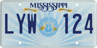 MS license plate LYW124